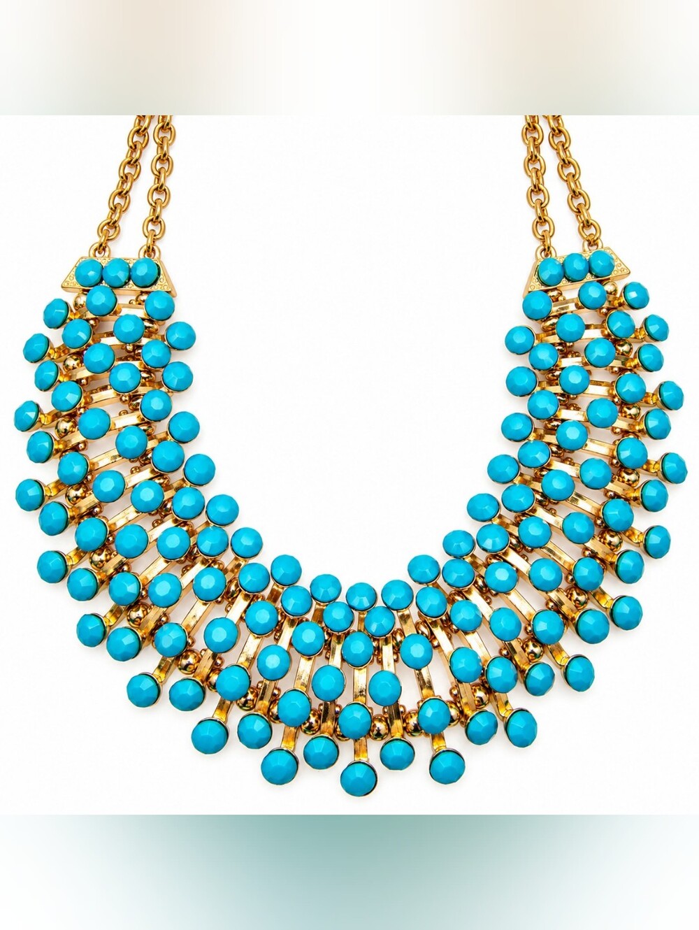 7 Charming Sisters Vote of Confidence Turquoise Gold Statement Necklace NWT